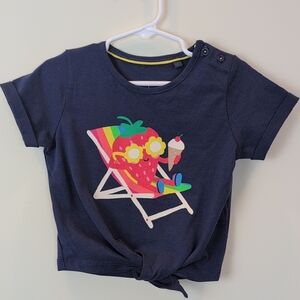 Boden Navy Strawberry Tee 2-3Y